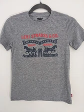 Levi Strauss and Co Two Horse Graphic Youth T-shirt Gray Size 8 Short Sleeve