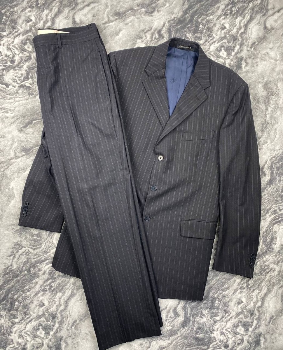 Burberry Suit 2 Piece Wool Striped Blazer And Pants 3 Buttons Men