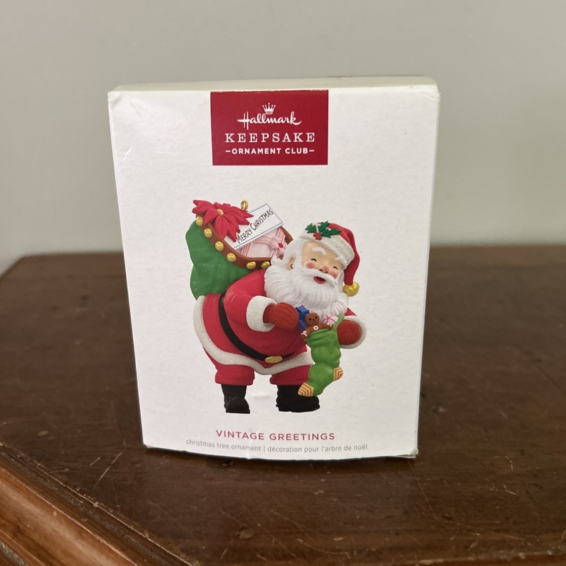 2024 Hallmark Keepsake KOC Exclusive Vintage Greetings Santa Ornament 1st Series