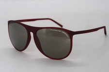 Porsche Design P8596 C Red Grey Pilot Sunglasses 58-15-140 mm Italy Brand New