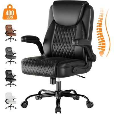 GTRACING 400LBS Big Tall Office Chair Ergonomic Wide Seat Flip Arms Black