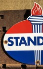 VINTAGE STANDARD GASOLINE PORCELAIN TORCH GAS SERVICE STATION PUMP PLATE SIGN — photo 4
