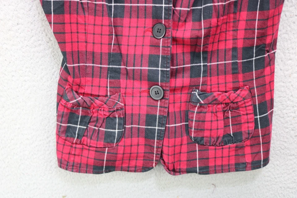 Vtg. Xhilaration Plaid Short Puff Sleeve Button Up Top-Size Large-Y2K-90's - Image 2 of 4