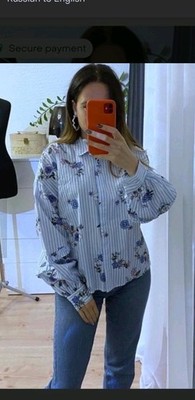 Red Herring Floral Long Sleeve Striped Button Down Blouse Size 8