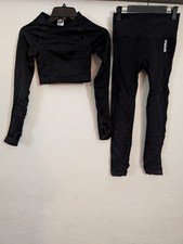 Gymshark Energy Set Perforated Eyelet Cut Out Leggings Sz S Top Sz XS In Black