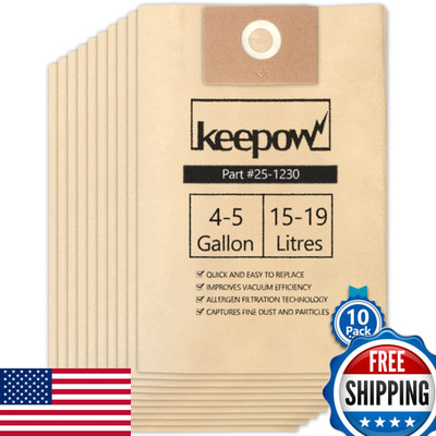 Keepow 10 Shop Vac Bags 25-1230 For Stanley 4-5 Gallon Wet/Dry Vacuums Sl18129
