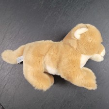 FAO Schwarz Baby Lion Cub Plush Toy Stuffed Animal Tan Lying Down VGC