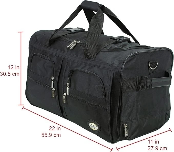 Bolso de Lona Rockland Rolling Negro Ruedas de 40 Pulgadas Cremallera Bolsillos Grandes Foto 3 de 4