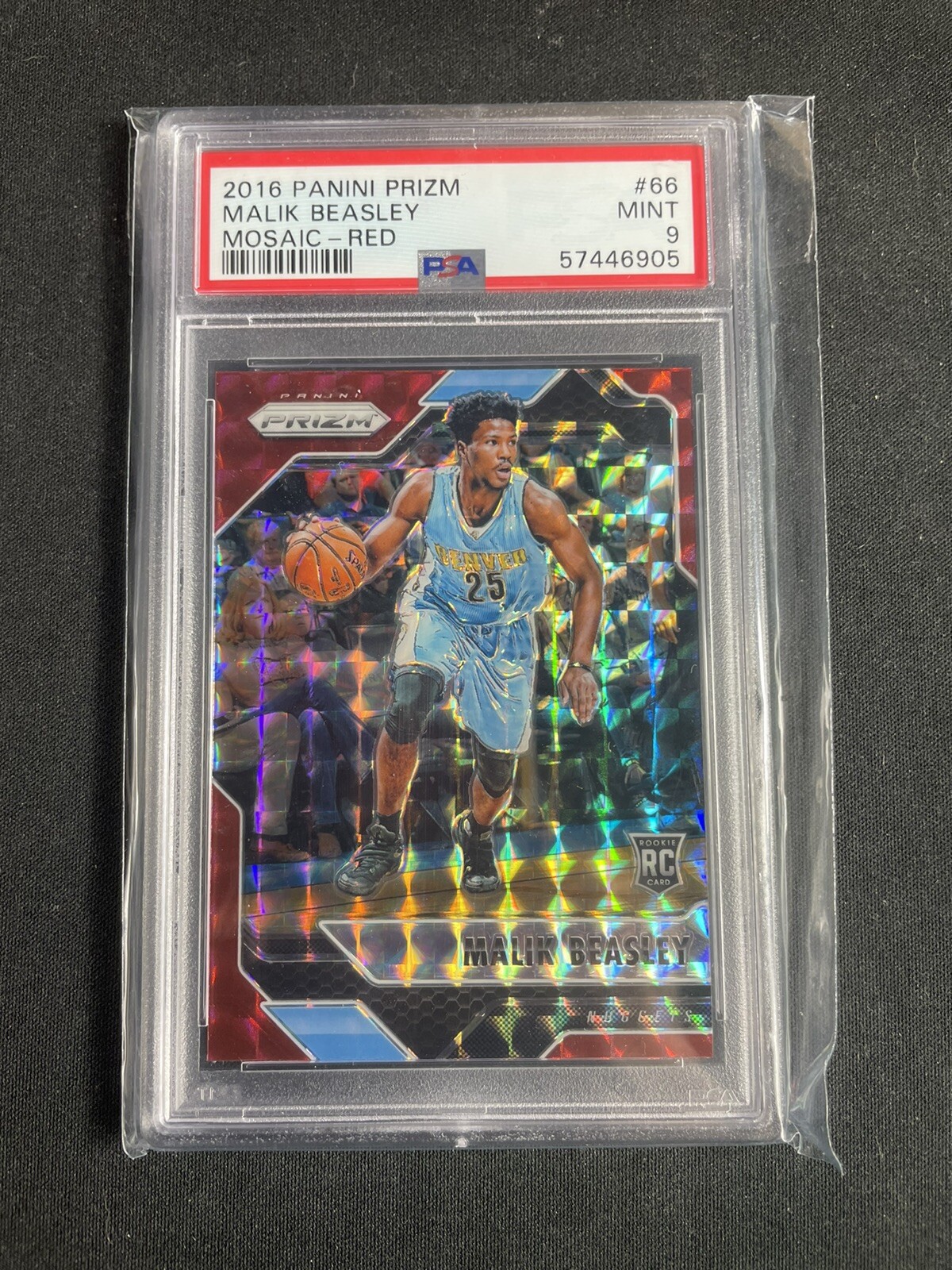2016-17 Panini Prizm Mosaic Red #66 Malik Beasley NUGGETS ROOKIE RC PSA 9