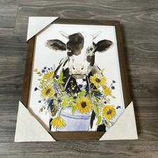 NWT cow and sunflower medium colored canvas