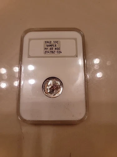 1962 Proof SILVER Roosevelt Dime NGC SAMPLE SLAB PR65 10c PF RARE HOLDER