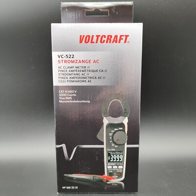 VOLTCRAFT VC 522 Stromzange  digital  CAT III 600 V Anzeige (Counts): 4000 NEU