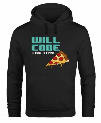 Hoodie Herren Spruch lustig Programmierer Computer Nerd Witz Pizza Aufdruck