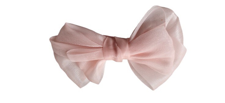 NEW 10cm Peach Chiffon Ribbon Double Bow 4.5cm Hair Beak Clip Slide Fashion
