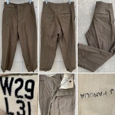 vintage wool military pants flat front cuffed button fly W 29 L 31 measure 30 28