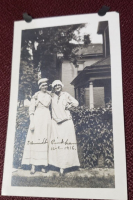Helen Pinkham Ada Schmidt Morning Dresses Night Caps Antique PHoto 1916 Kansas C