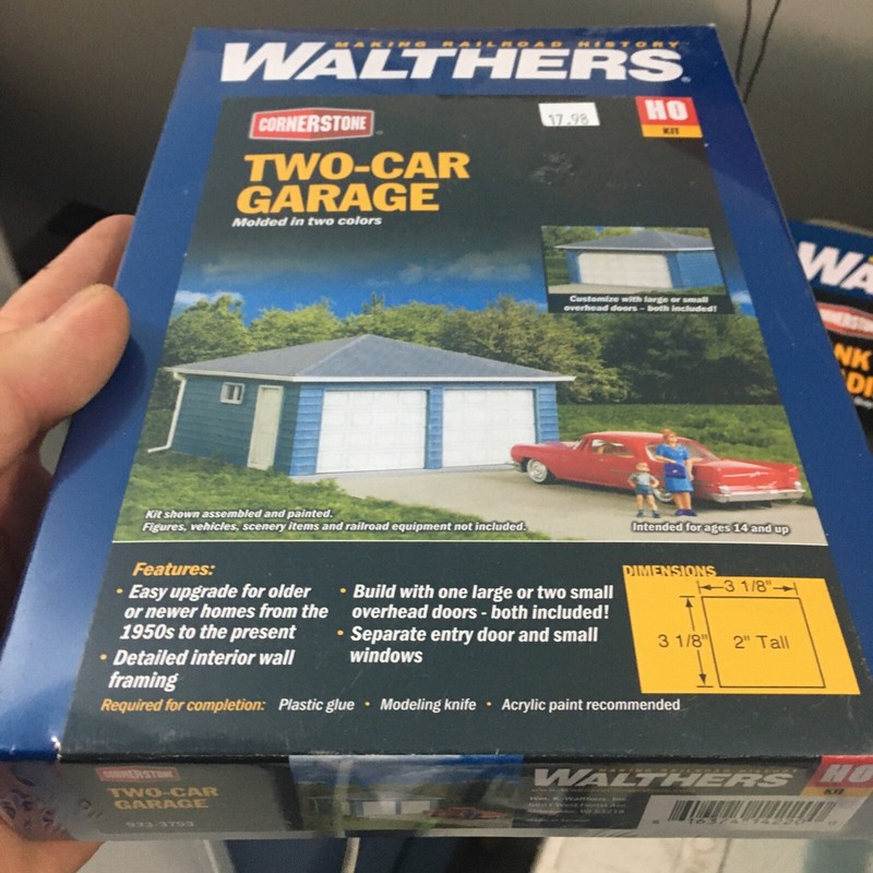 Walthers Cornerstone 933-3793 - 2-Car Garage Kit   - HO Scale