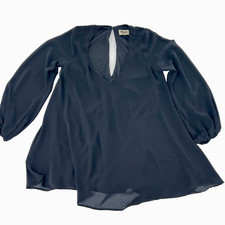 Show Me Your Mumu Womens Small Black Donna Michelle Tunic Top Lined Made in USA