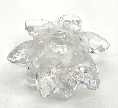 Große Swarovski Seerose geschliffenes Glas Kerzenständer Swarowski ca 13cm - Bild 6 von 7