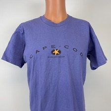 Vintage 90s Cape Cod Massachusetts T Shirt Mens Size L Purple Made In USA