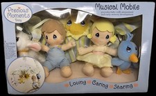 Precious Moments Baby Infant Blue Bird, Doll, Sheep and Sun Musical Mobile NIB