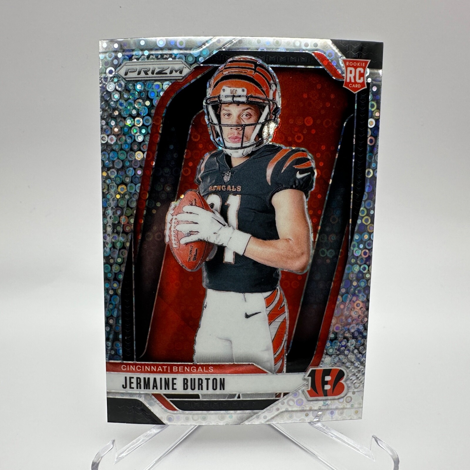 2024 Prizm - Jermaine Burton Rookie Variation Silver No Huddle Disco Prizm #19