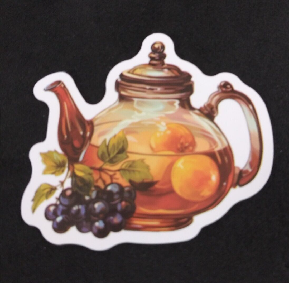 Citrus Tea In Teapot Retro Sticker 2