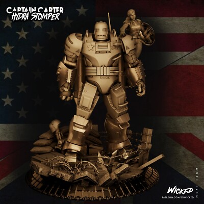 3D gedruckt 16K MARVEL Fan Made Captain Carter Hidra Stomper bis 350mm