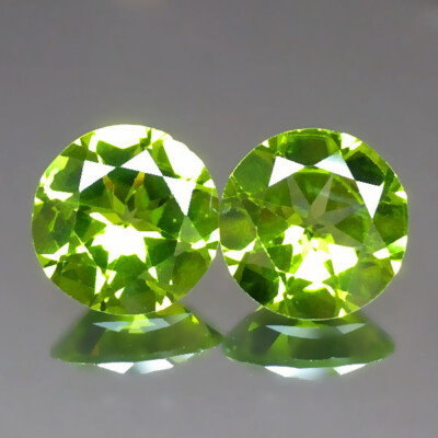 4.84cts Peridot 9mm Round Pair Green Natural Loose Genuine Gemstones