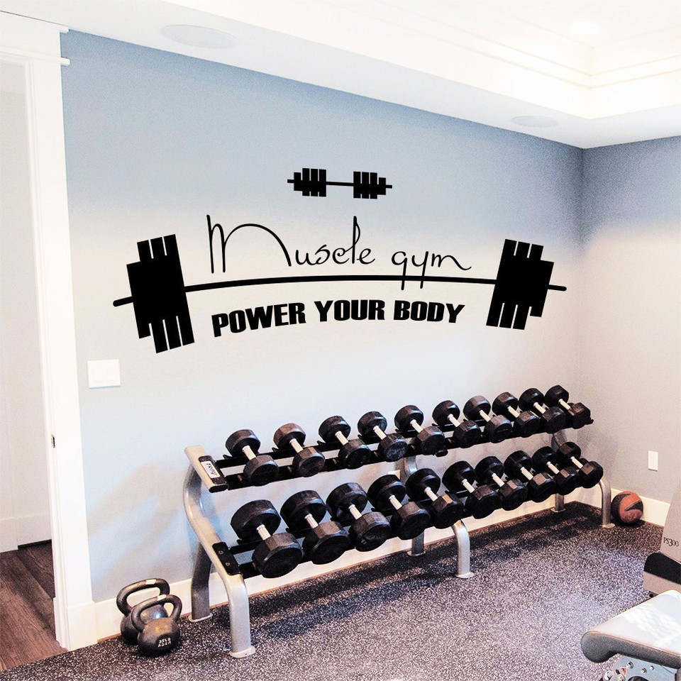 GYM Decor Power Your Body Vinyl Sticker Wall Art Black eBay