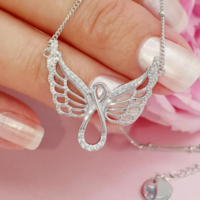 1.20 Carat Round Cut VVS1 Diamond Wings Shape Pendant 14K White Gold Finish