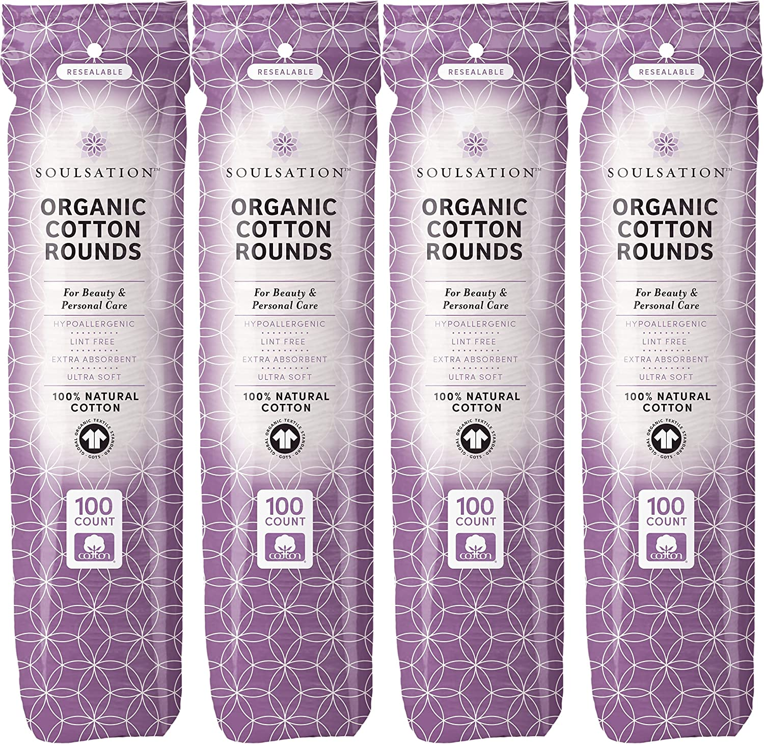 Organic Cotton Rounds 400 Count - Soft Lint-Free Makeup Remover Pads for Face