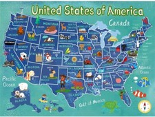 Wooden United States Map Puzzle for Kids Ages 4-8 Learning USA Map 60 Pieces NEW