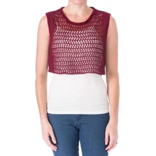 Elizabeth and James Womens Cord Pointelle Red Linen Crop Top S BHFO 0919