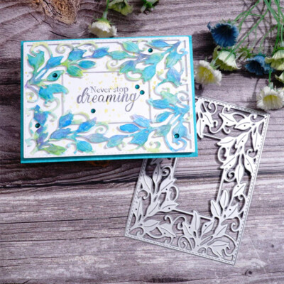 Rectangle Foliage Frame Cutting Dies Metal Stencils Card Making Scrapbook Crafts
