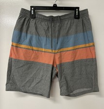 size XL Zip-pocket Stretch Swim Shorts gray striped nylon elastane Kirkland
