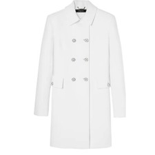 Versace Crepe Spread Collar White Logo Button Coat