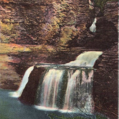 Postcard NY Buttermilk Falls State Park Middle Falls Gorge Ithaca
