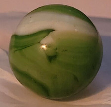 VTG Shooting Marble Pea Green White Swirling Dark Green Collectible Decorative
