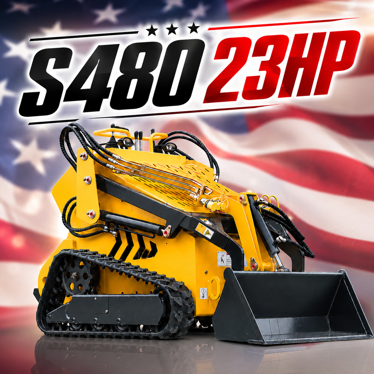 Tracked Mini Skid Steer Loader 23HP 3-Pumps System Self Leveling EPA Gas Engine