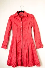 The Limited womens button down shirt dress 2 salmon pink fit flare midi VTG