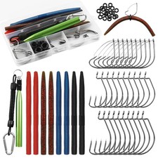 Wacky Rig Kit for Bass Fishing, 70pcs Wacky Worm Kit with Wacky Hooks, O-Ring...