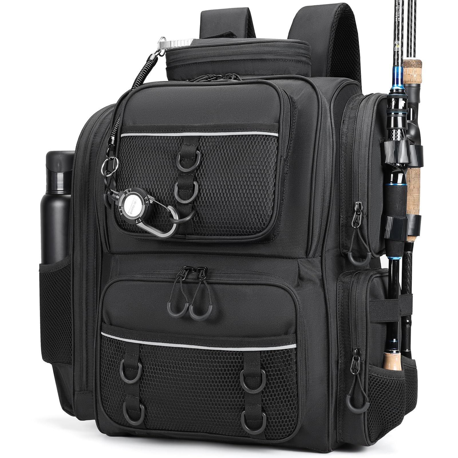 42L Fishing Backpack with Rod Holders. Large Ttackle Bag Strong Materials