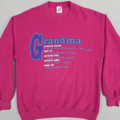 Vintage Jerzees Sweatshirt Womens Large Pink Grandma Crewneck USA  Grandmacore