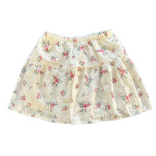 Girls Floral Embroidered Skirt Size 2 Pink Flowers Tiered Lined Elastic Waist