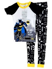 DC Boys Black, Yellow  White Batman 2 Piece Pajama Superhero Sleep Set 10
