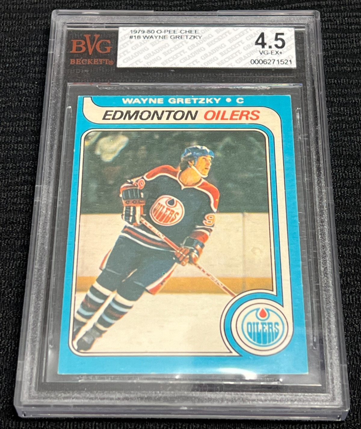 1979-80 O-PEE-CHEE WAYNE GRETZKY ROOKIE #18 GRADED BECKETT 4.5 VG-EX+ NHL OILERS