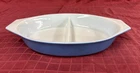 Vintage Pyrex Horizon Blue Divided Dish 1 Quart Oval Split Casserole Dish NO Lid