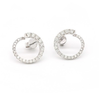 1.39ct Lab Created Diamond Stud Earrings 14K White Gold Graduated Prong