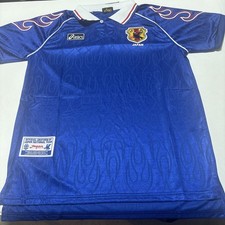 Asics Japan National Team Soccer Jersey Blue Flame Sleeve Mens Size XL
